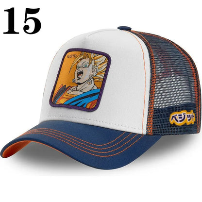 Casquette de baseball imprimée à l'effigie d'un personnage de l'anime Dragon Ball pour hommes et femmes – Casquette hip-hop – Casquette en maille pour camionneur – Protection solaire d'été pour les activités en plein air