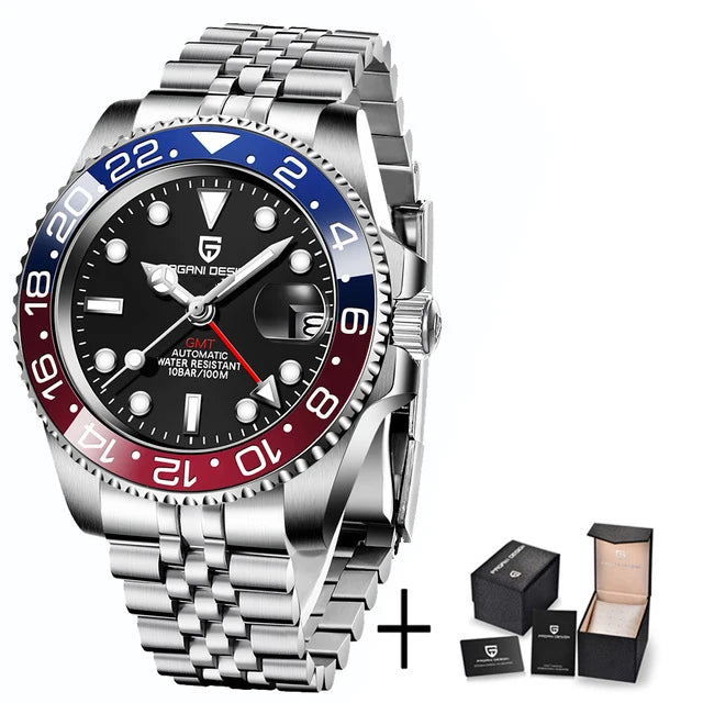 2025 New PAGANI DESIGN Luxurys Men Mechanical Watches Stainless Steel GMT Watch Top Brand Sapphire Glass Men for Watch PD-1662