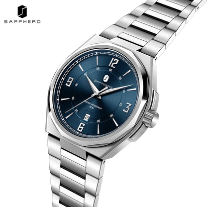 SAPPHERO Luxury Men's Watches Date Display Stainless Steel Watch Strap Men's Gifts Travel Essentials Waterproof Wristwatch