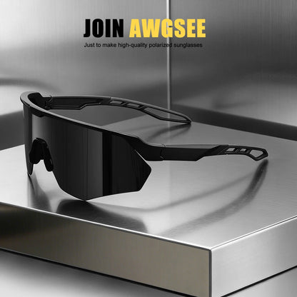 Half frame polarized bicycle sunglasses - windproof, lightweight, unisex, suitable for skiing, running, and outdoor activities