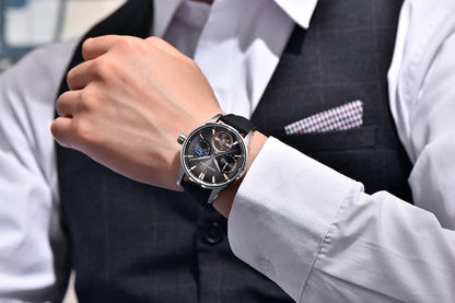 PAGANI DESIGN 41mm Men’s Luxury Mechanical Watch  Sapphire Crystal, Leather Strap & Waterproof