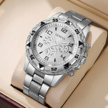 1/4PCS Fashion Business Men Watch Luxury Big Dial Mens Quartz Wristwatches Clock Gift Reloj Hombre（Without Box）