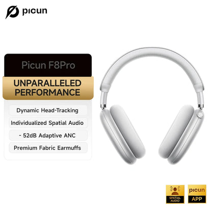 Auriculares inalámbricos Picun F8 Pro ANC con seguimiento de cabeza, audio espacial 3D, ANC -52dB, sonido HIFI, Bluetooth, micrófono HD ENC, baja latencia y APP