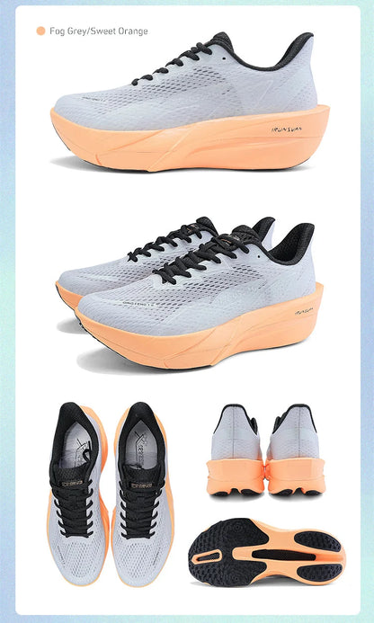 IRUNSVAN Carbon Fiber Sneakers für Einsteiger/Fortgeschrittene, atmungsaktive und bequeme Trainings-Laufschuhe mit dicker Sohle, unisex 130