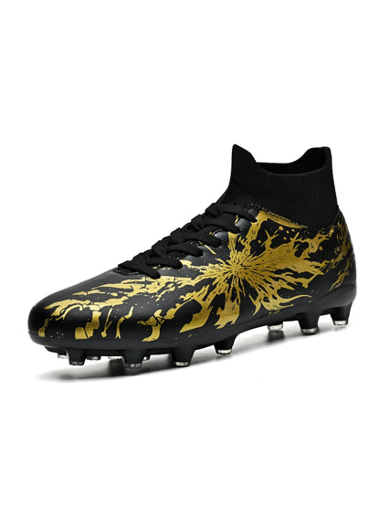 Chaussures de football AG FG pour hommes, tige en PU souple, structure de crampons renforcée, pour adultes, pour les matchs et entraînements de football en plein air sur pelouse.