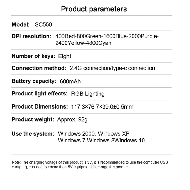 AULA SC550 Gaming Mouse 2.4G Wireless Macro Mouse RGB Backlight Ergonomic Design E-sports Mouse PC Accessories