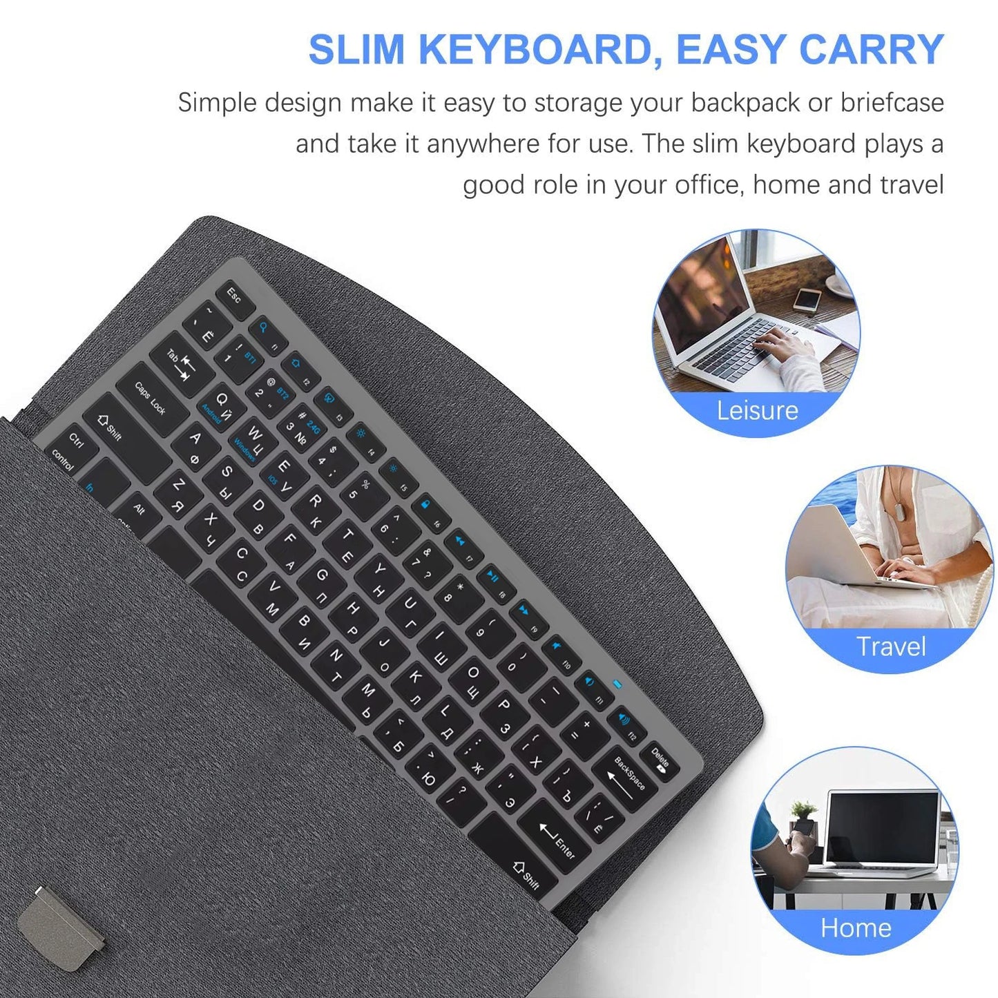 Russian English Layout Slim Wireless Keyboard Bluetooth & 2.4G Dual Mode Keyboard Compact Ergonomic for Windows ios Android