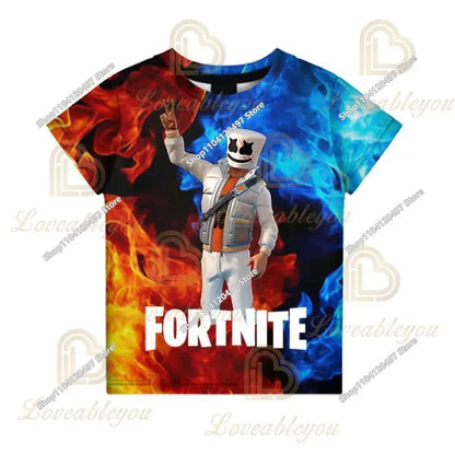 T-shirt Fortnite para Crianças Banana Peely, T-shirt para Homem e Mulher, T-shirt Battle Royale, Top de Verão Harajuku