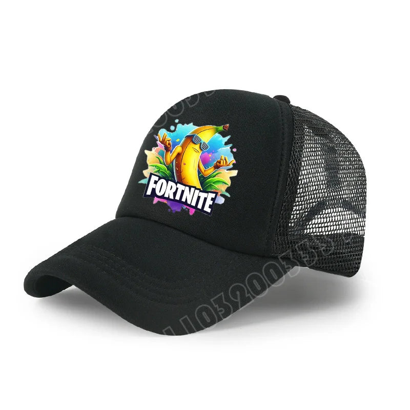 Boné de Basebol Fortnite com Estampa Cartoon do Jogo para Crianças, Boné de Verão em Malha Respirável, Boné Ajustável com Pala, Presente de Aniversário para Crianças