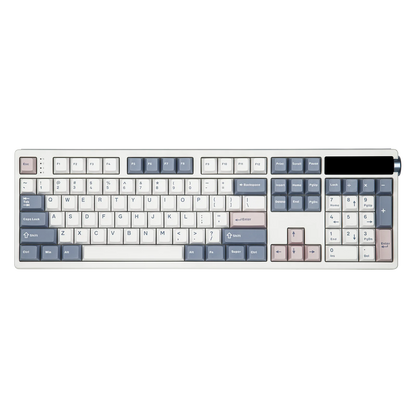 EPOMAKER TH108 PRO 100% Full-Sized Hot-Swap kabelgebundene/BT/2.4Ghz kabellose mechanische Tastatur mit Display & Drehknopf, 10000mAh Akku