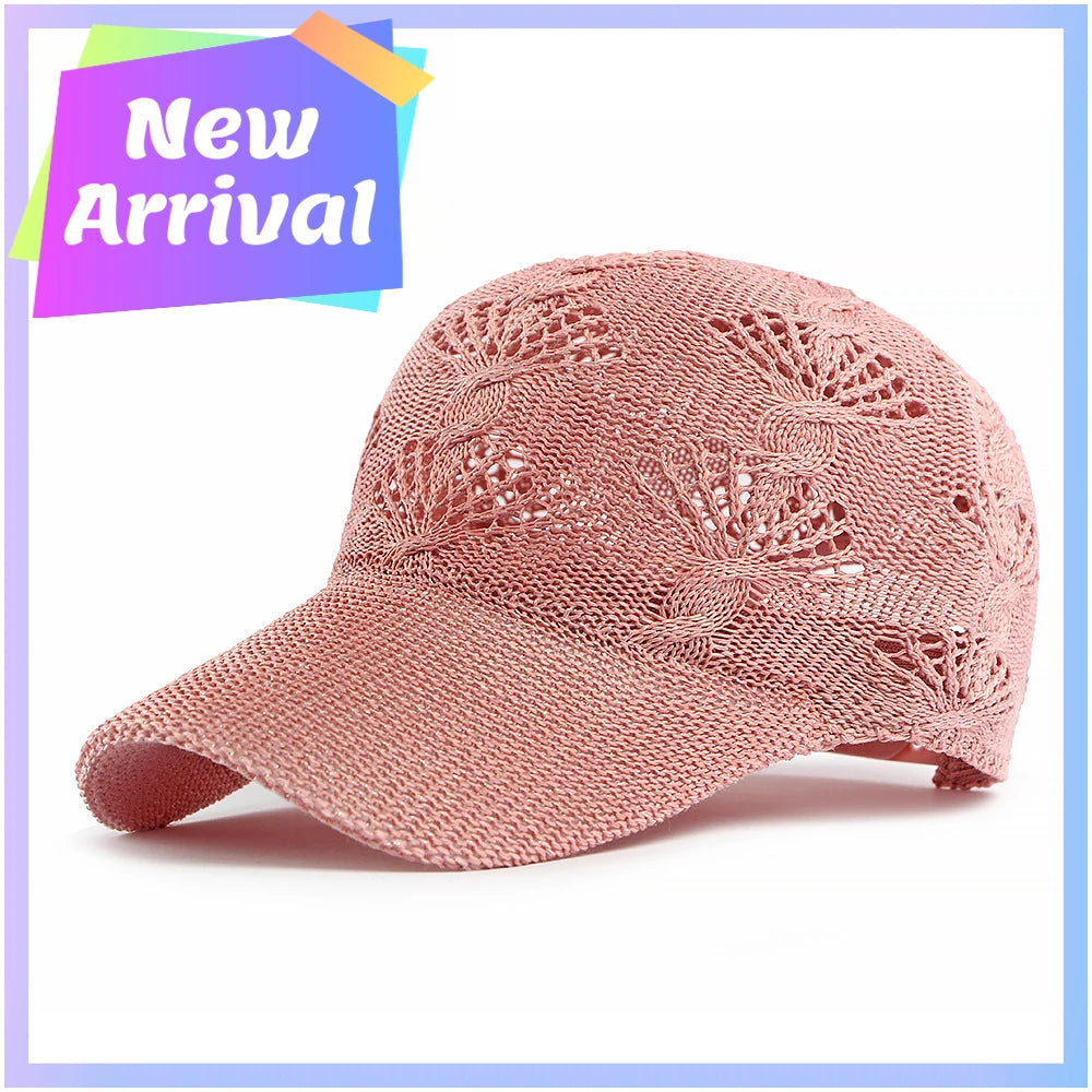 Casquette de baseball d'été en maille ajourée brillante pour femme, casquette de protection solaire pour les activités de plein air, respirante, flatteuse et polyvalente