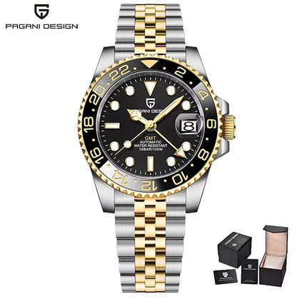 GMT Wristwatch PAGANI DESIGN Automatic Watch 40mm Mens Watch Top Brand Mechanical Watch 100M Waterproof Luminous Watches PD-1662