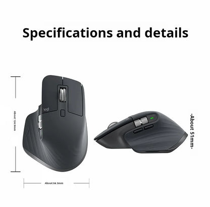 Mouse Logitech MX Master 3S wireless Bluetooth Softtone per ufficio, mouse ergonomico professionale per ufficio