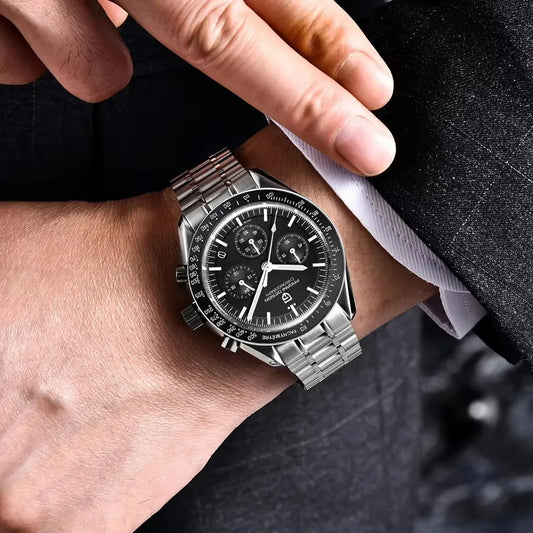 Relógio PAGANI DESIGN Moon – Cronógrafo de quartzo de luxo para homem, estilo desportivo, vidro de safira com tratamento antirreflexo, mostrador luminescente