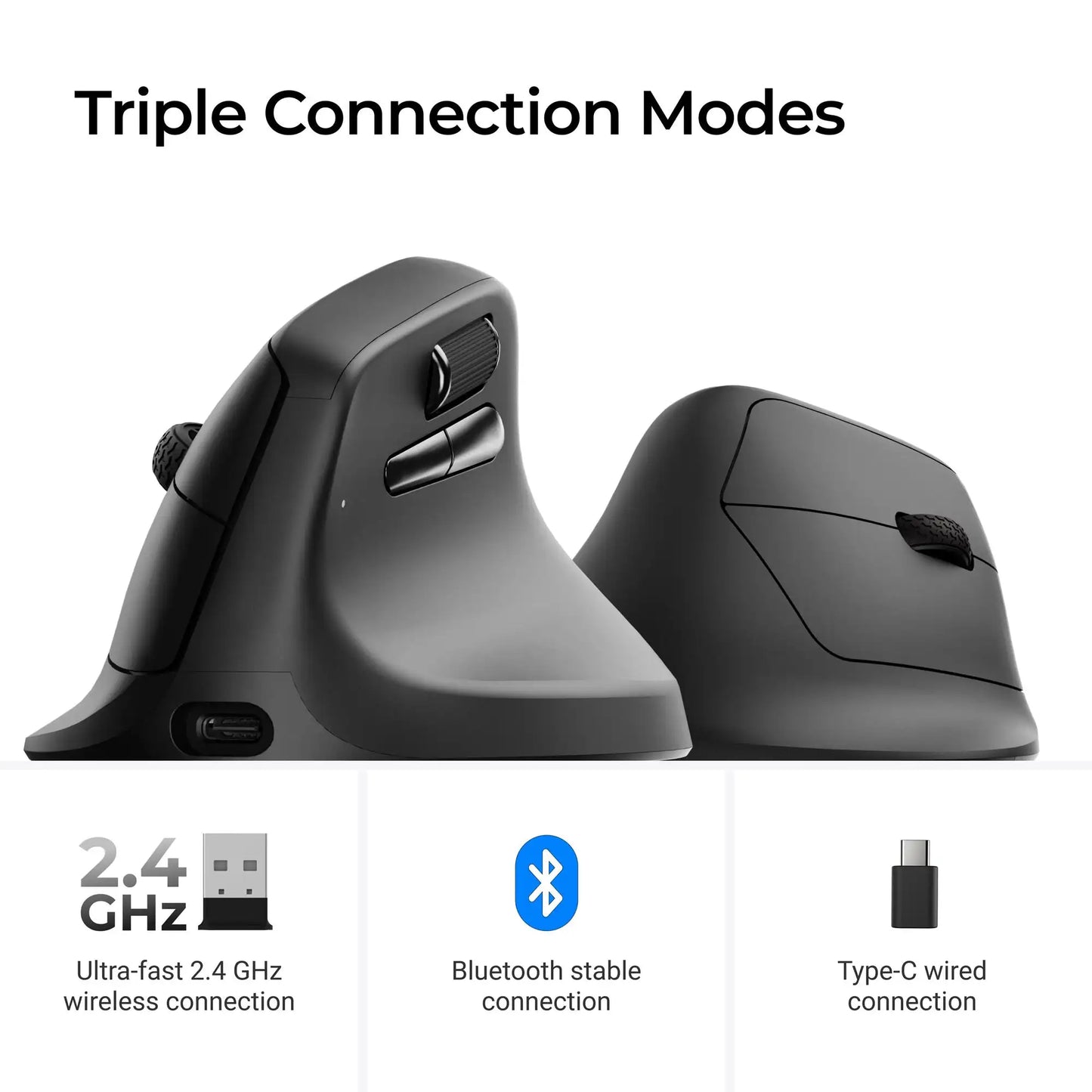Keychron M5 kabellose ergonomische Maus, optisch, 8K Polling-Rate, 2.4GHz & Bluetooth, Type-C, 3950 Sensor