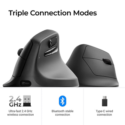 Keychron M5 kabellose ergonomische Maus, optisch, 8K Polling-Rate, 2.4GHz & Bluetooth, Type-C, 3950 Sensor