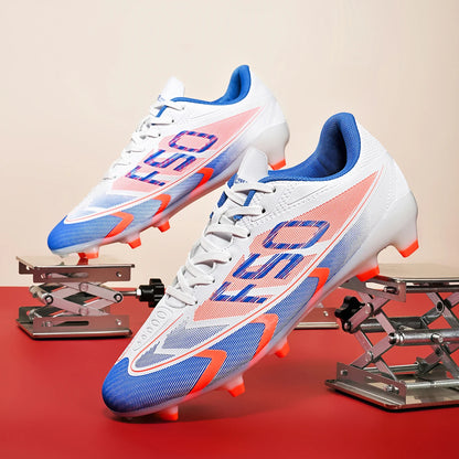 Lightweight AG/FG Soccer Cleats PU Fabric Sweat-Absorbent Upper TPU Non-slip Sole Durable Boys Girls Football Training