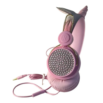 Casque filaire pour enfants, avec oreilles de chat et microphone, oreilles en peluche de licorne, idéal pour les cours en ligne, les jeux vidéo, les étudiants, les filles et les garçons.