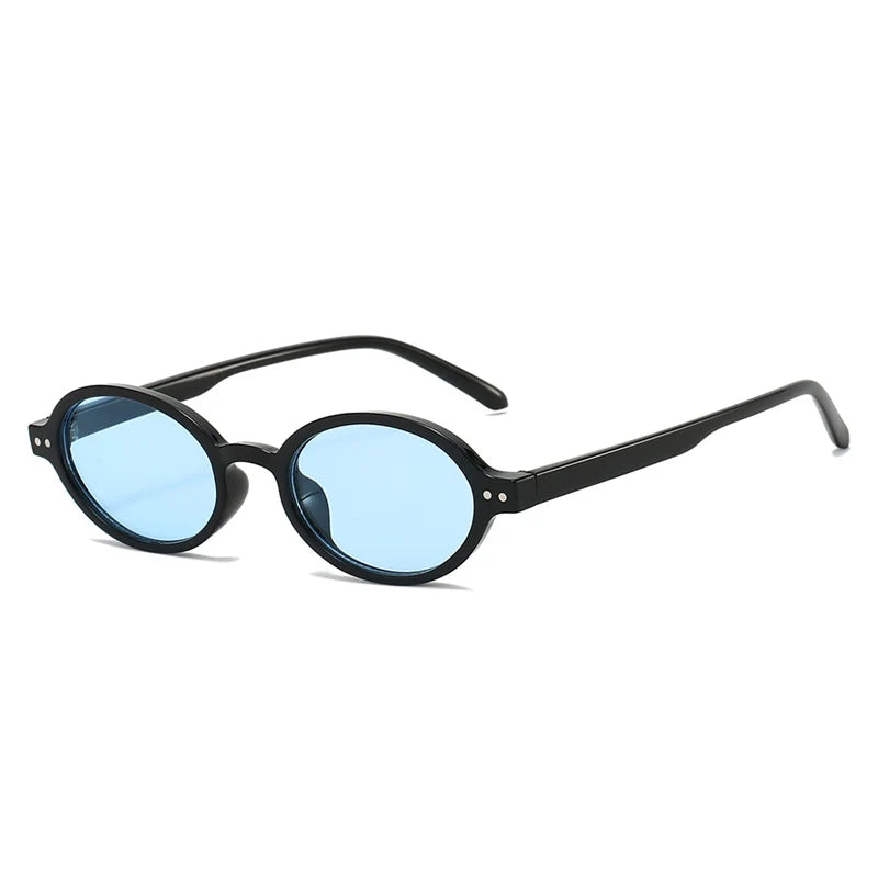 SO&EI Retro Small Oval Sunglasses Women Fashion Rivets Leopard Men Punk Shades UV400 Sun Glasses