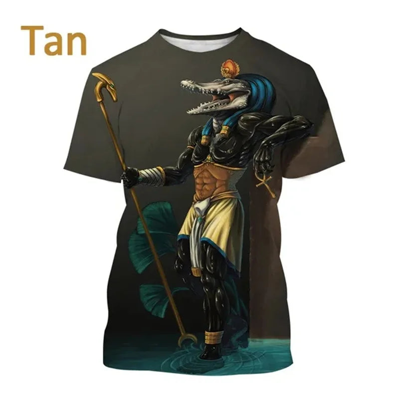 T-Shirts mit dem Sensenmann Anubis – 3D-gedrucktes T-Shirt mit altägyptischem Gott – Auge Ägyptens – Pharao – Harajuku-Mode – Kurzarm-T-Shirt