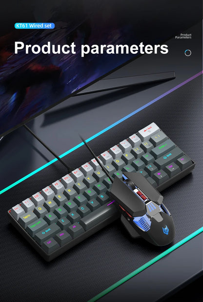 APAYADO K61 Mini Mechanische Tastatur, kabelgebunden, 61 Tasten, Phantom RGB, mechanischer Schalter in Schwarz/Weiß/Rot/Blau für Gaming, 60 % tragbar