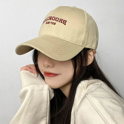 Gorra de béisbol de algodón suave con letras para mujer y hombre, bordado retro, visera curvada, gorra unisex para coleta, hip hop, gorra de camionero y gorras para el sol