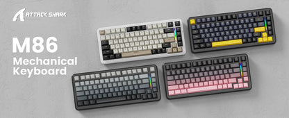 ATTACK SHARK M86 Wireless Mechanical Gaming Keyboard, 75% Gasket Hot Swappable RGB Custom Keyboard, Side Printed PBT Keycaps