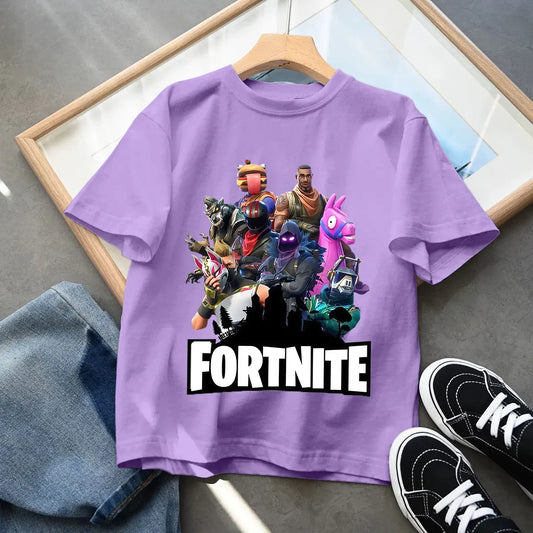 Fortnites Children T-shirts Game Cartoon Printed Figures Fortress Night Tees Game Short Sleeves Tops Summer Boys Girls Clothes