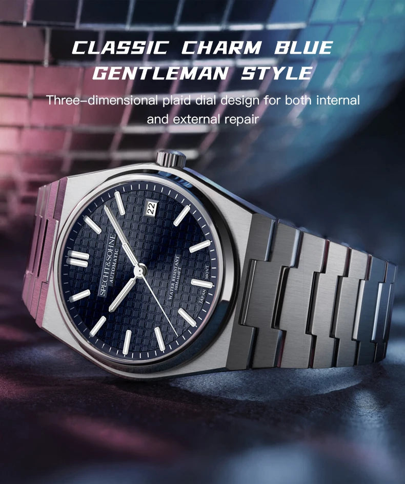 2026 New 37MM SPECHT&SOHNE Men Automatic Mechanical Watches Japan 8215 Movt Sapphire Ice Blue Stainless Steel Relogio Masculino