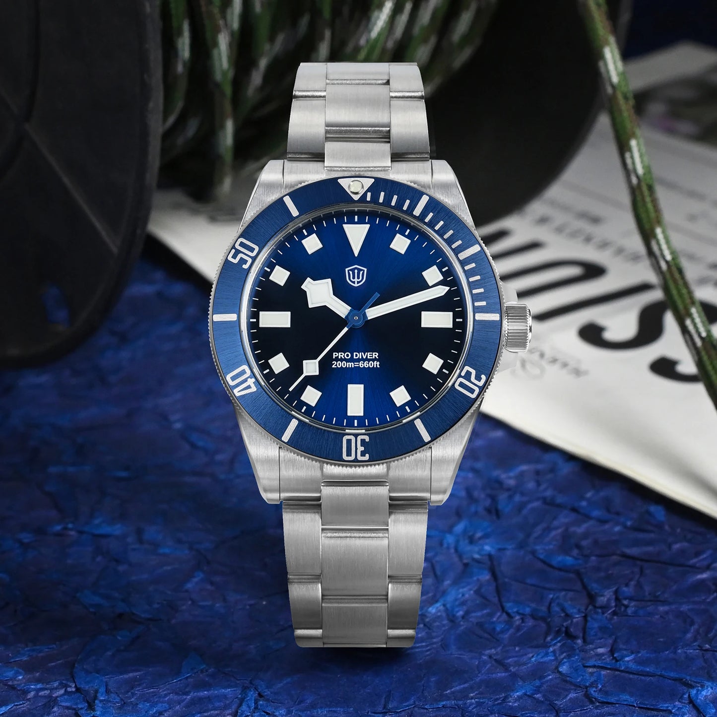 Watchdives WD1969 PRO Men Quartz Watch Sapphire Crystal Luminous Waterproof VH31Sweep Seconds Movement Stainless Steel Watches