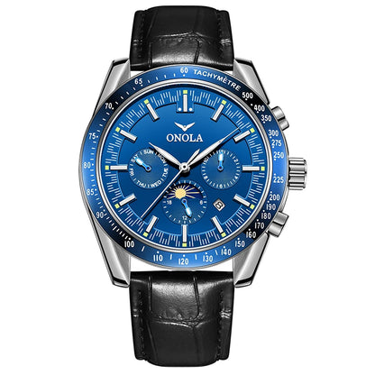 Montre mécanique pour homme ONOLA – Montre automatique de luxe au style décontracté, avec bracelet en cuir et cadran ajouré