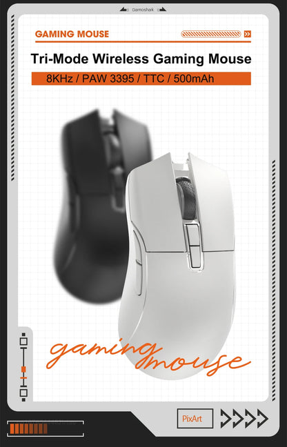 Rato Gaming Sem Fios Motospeed Darmoshark N3 Pro Bluetooth Double 8K Tri-Mode Recarregável PAW3395 64g Ergonómico para Gamer