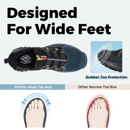 Fittington Wide Sneakers for Men Slip-on Hiking Shoes Soft Comfortable Men Running Shoe Slip Resistant Walking Shoes with Arch