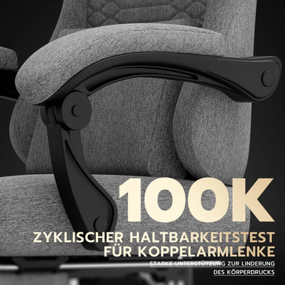 Ergonomic Gaming Chair Fabric Office Chair with Footrest, Adjustable Swivel Desk Chair with Headrest, Comfortable Racing Style Gaming Seat