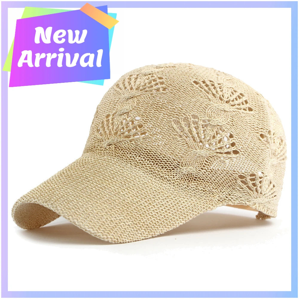 Casquette de baseball d'été en maille ajourée brillante pour femme, casquette de protection solaire pour les activités de plein air, respirante, flatteuse et polyvalente