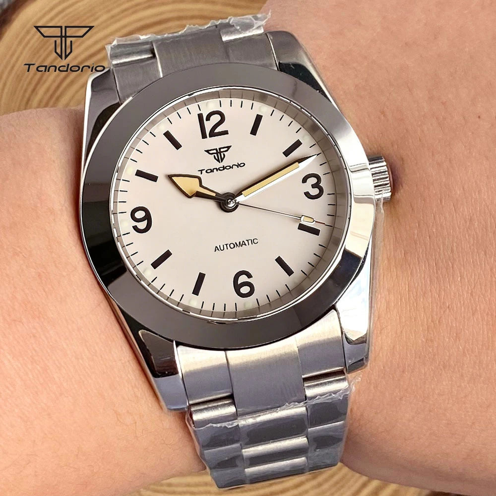 Tandorio Mechanical Automatic 36mm/39mm Explorer Style Watch Sapphire Glass Miyota8215 or PT5000 Men's Wristwatch Glide Clasp