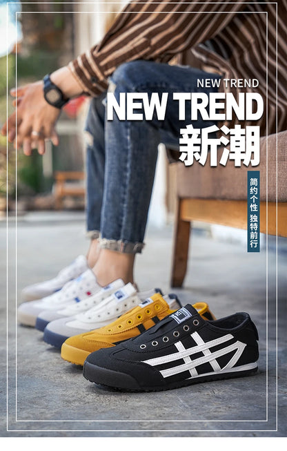 Men's Classic Running Shoes Lace Up Flat Bottom Sports Shoes Soft Sole Walking Gym Breathable Couple Casual Canvas Tennis Shoes