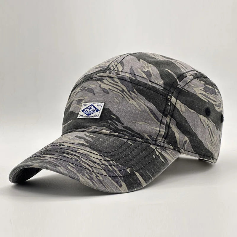 Arbejdstøj-inspireret camouflage-baseballkasket med kort skygge til mænd og kvinder, trendy unisex-solhat til udendørs brug