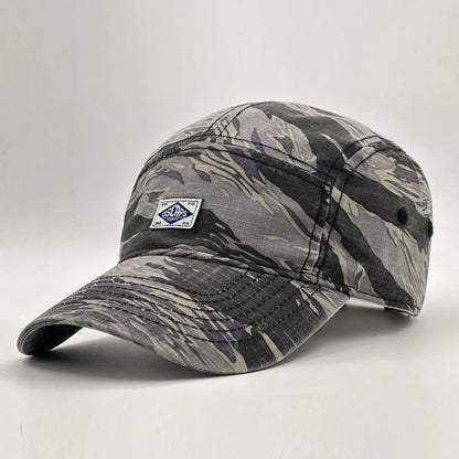 Arbejdstøj-inspireret camouflage-baseballkasket med kort skygge til mænd og kvinder, trendy unisex-solhat til udendørs brug