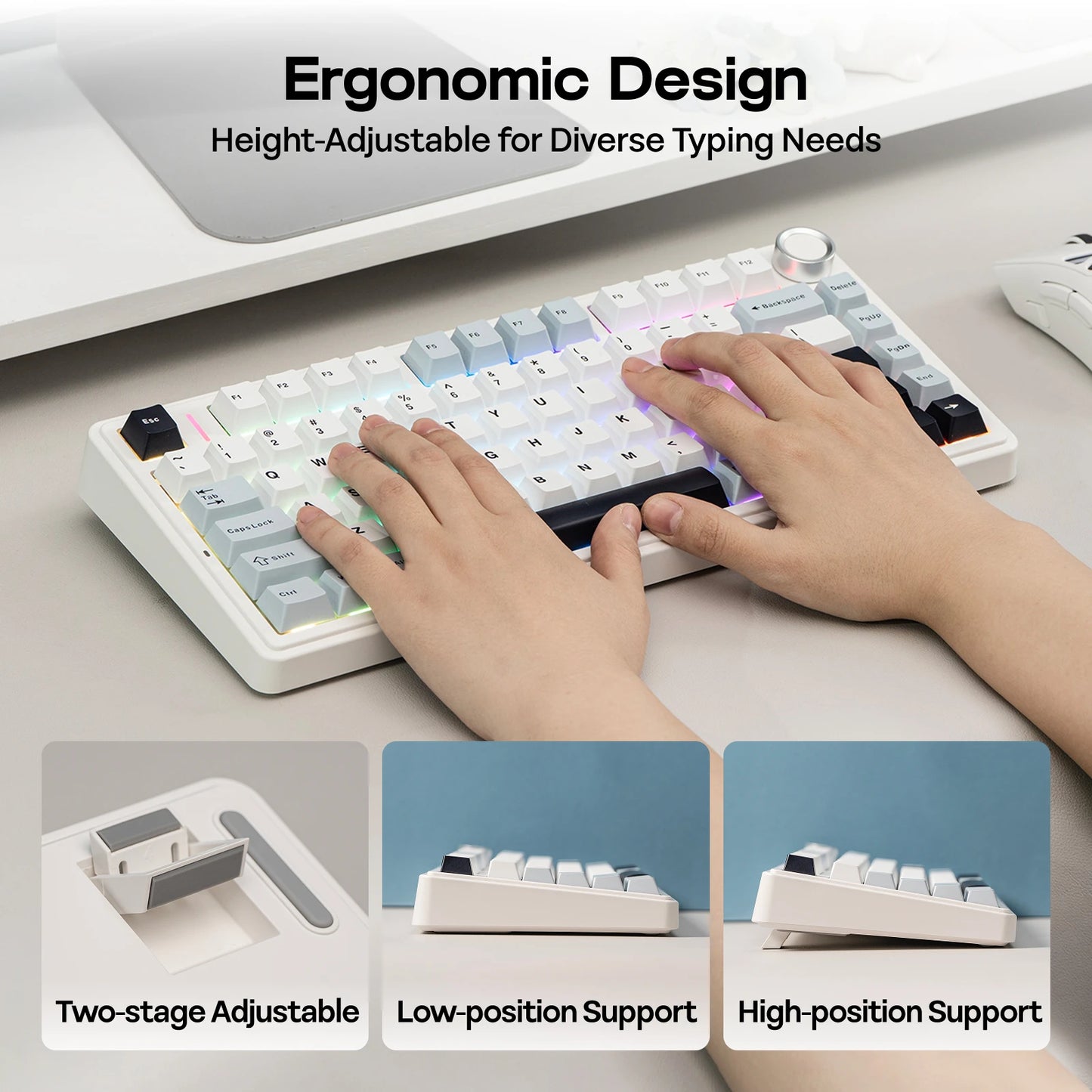 EPOMAKER x AULA F75 75% ANSI Gasket Hot-Swap Bluetooth 5.0/2.4G Wireless/Wired Mechanical Keyboard PBT Keycaps for Win/Mac