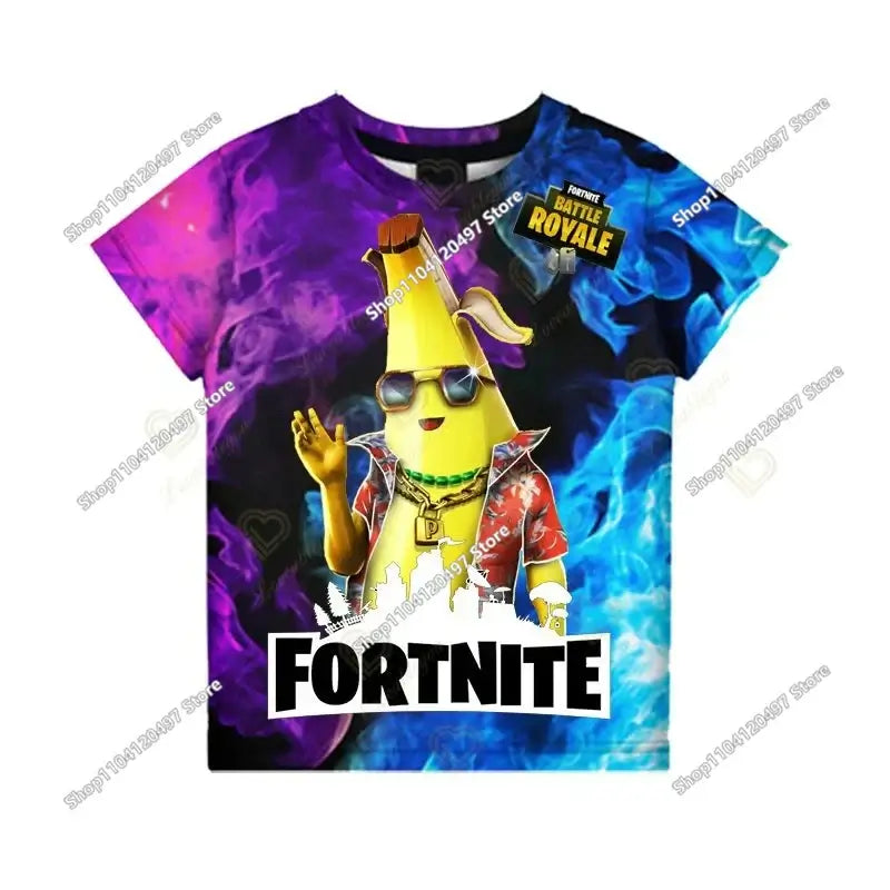 Anime Fortnite T-Shirts Girl Clothing T Shirt Boys White Cartoon Tees Baby Summer Shirts Cute Printed Tops Costume