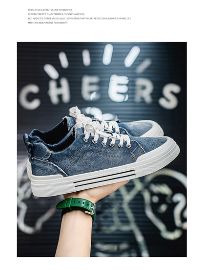 Personalized Spring and Autumn New Men's Shoes, Korean Style Fashionable Large Size Low-Top Casual Shoes, Denim Single Shoes, Versatile Sneakers