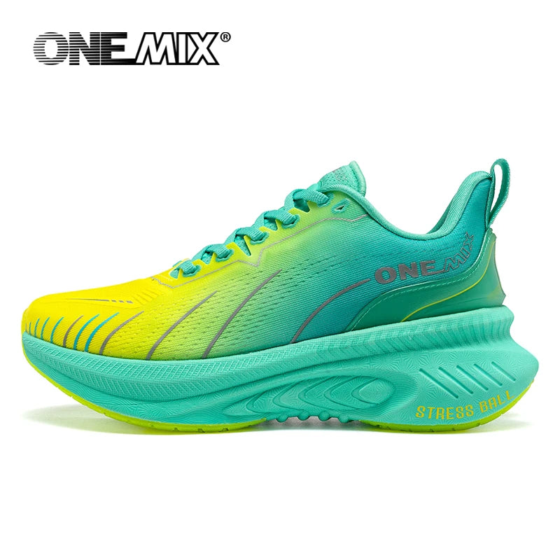 ONEMIX Nye løbesko med støddæmpning til mænd, velegnede til tunge løbere, snøresko til sport, kvinder, skridsikre udendørs atletiske herresneakers