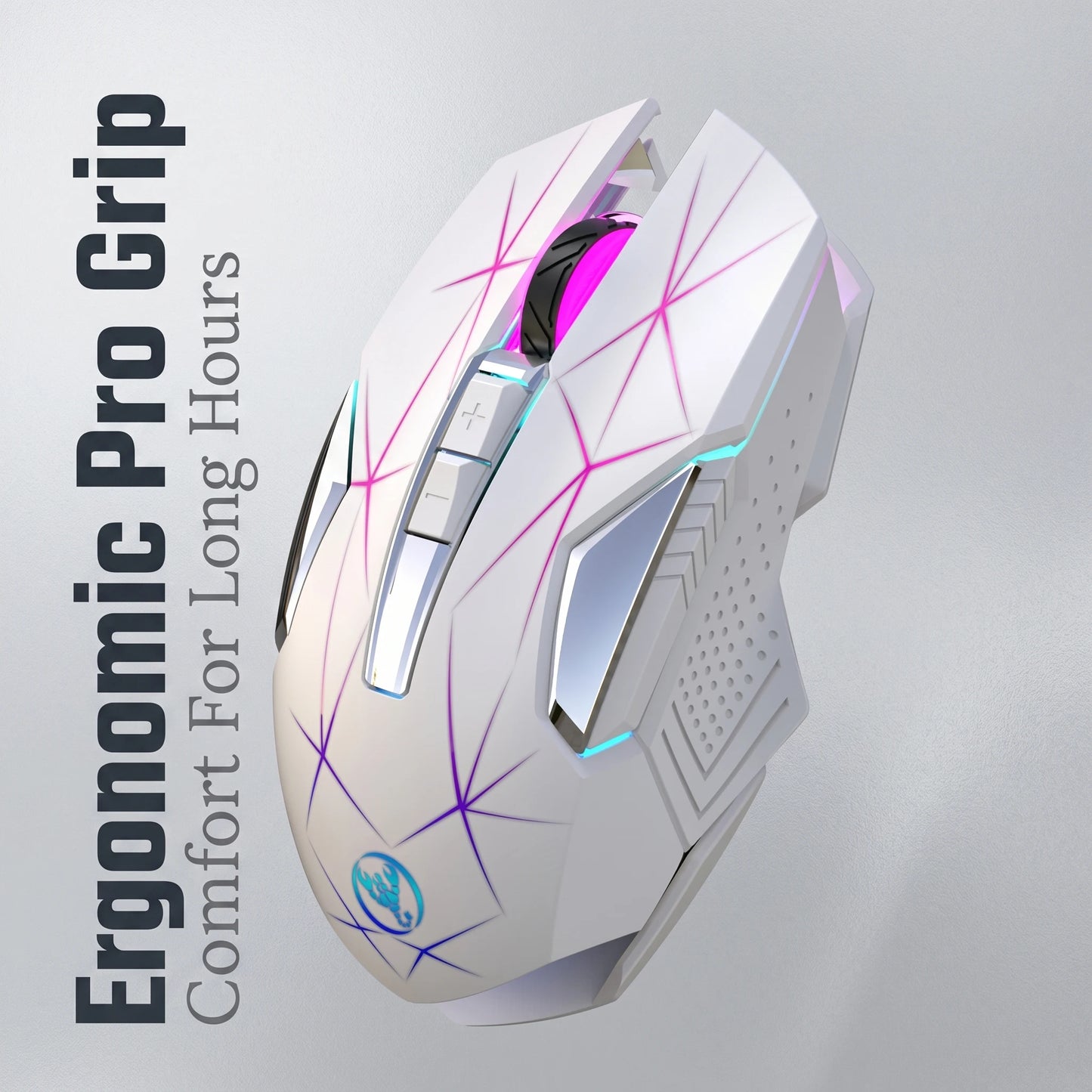 Wireless Gaming Mouse 2.4G Colorful Breathing Light Instant Response No Tangled Cables Work with Gaming Switch