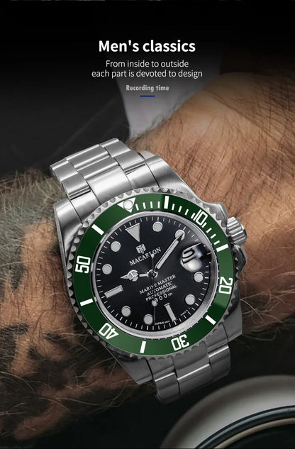 MACARLON Design New 41mm Mechanical Watch for Men Sapphire Glass Luminous Stainless Steel Waterproof China NH35 Automatic Watch TOP