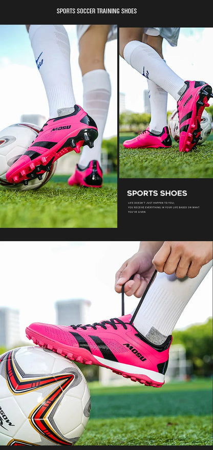 New Men's and Women's Football Shoes, Indoor and Outdoor Sports Shoes with Long and Broken Studs for Football Training Mat