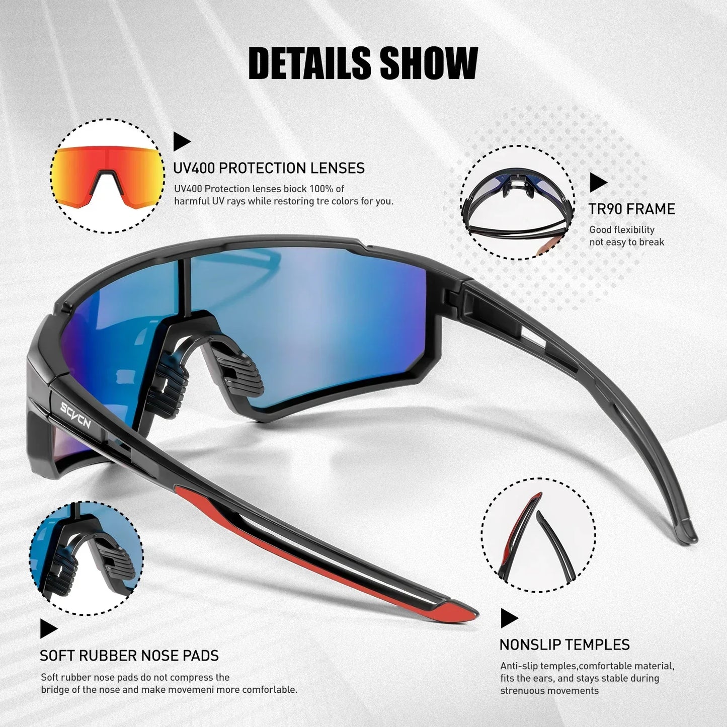SCVCN Sunglasses for Women Cycling Glasses Bike UV400 Eyewear Sports MTB Outdoor Goggles Men Bike Sunglasses Multi Color Riding