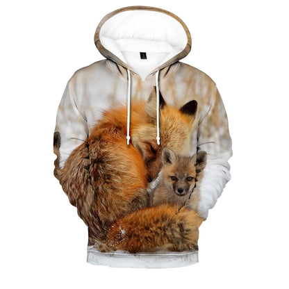Sudaderas con capucha y sudaderas casuales con estampado 3D de zorro, cómodas y originales, estilo hip hop popular, para hombre/mujer y adulto/niño