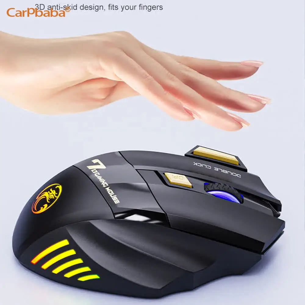 Brezžična miška Bluetooth, polnilna računalniška miška za gamerje, ergonomska gaming miška z RGB osvetlitvijo in tihim delovanjem za PC