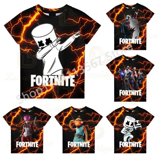 Children 100-160cm Hot Sale F-Fortnited Summer Boy T-shirt for Toddler Baby Funny Game T Shirts Fashion Girls Boys Birthday Gift
